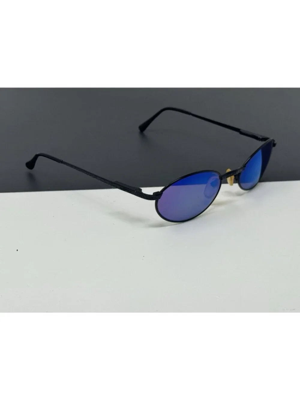 Vintage REVO PYTHON Black Metal Oval Mirror Sunglasses Scratches On Glass Lenses